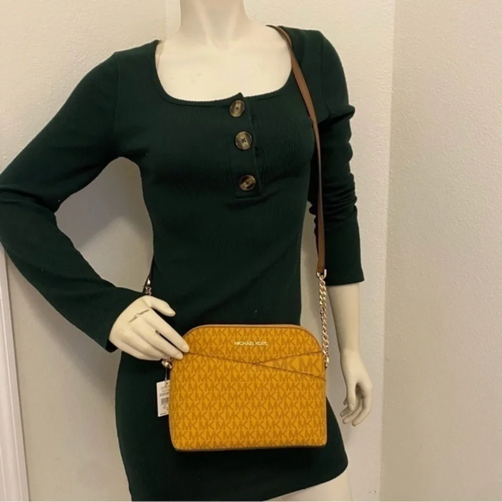 New Michael Kors Jet Set Travel Medium Logo Dome Crossbody Bag - Picture 6 of 13